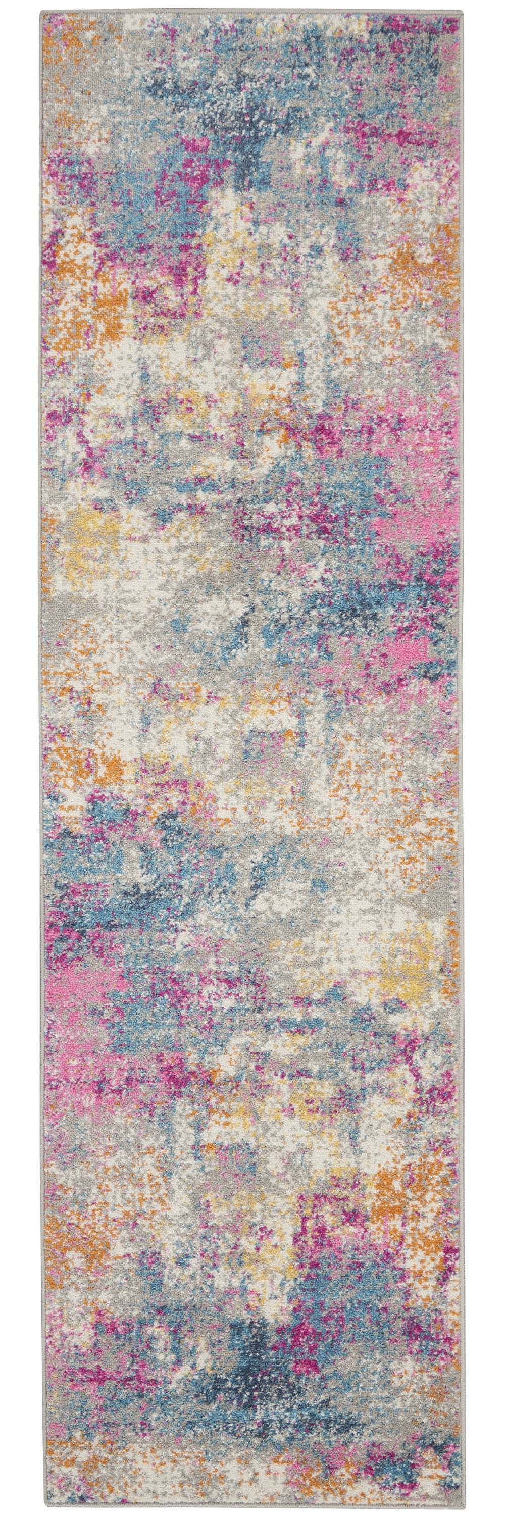 2' X 3' Blue And Pink Abstract Power Loom Area Rug