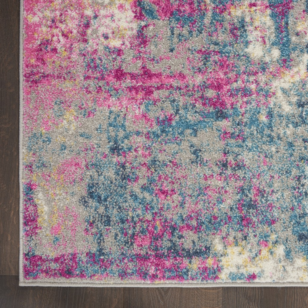 2' X 3' Blue And Pink Abstract Power Loom Area Rug