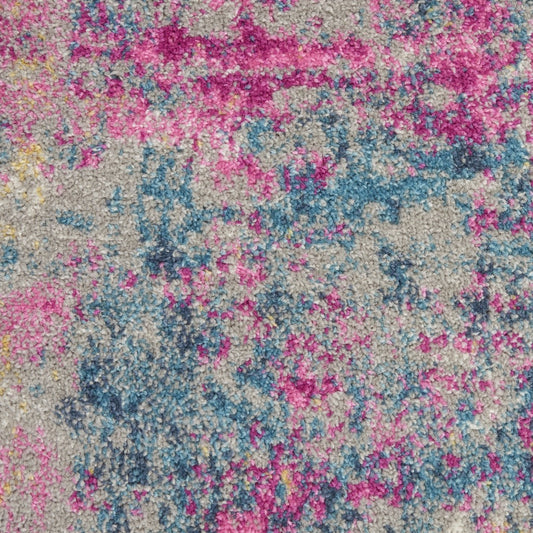 4' X 6' Blue And Pink Abstract Power Loom Area Rug