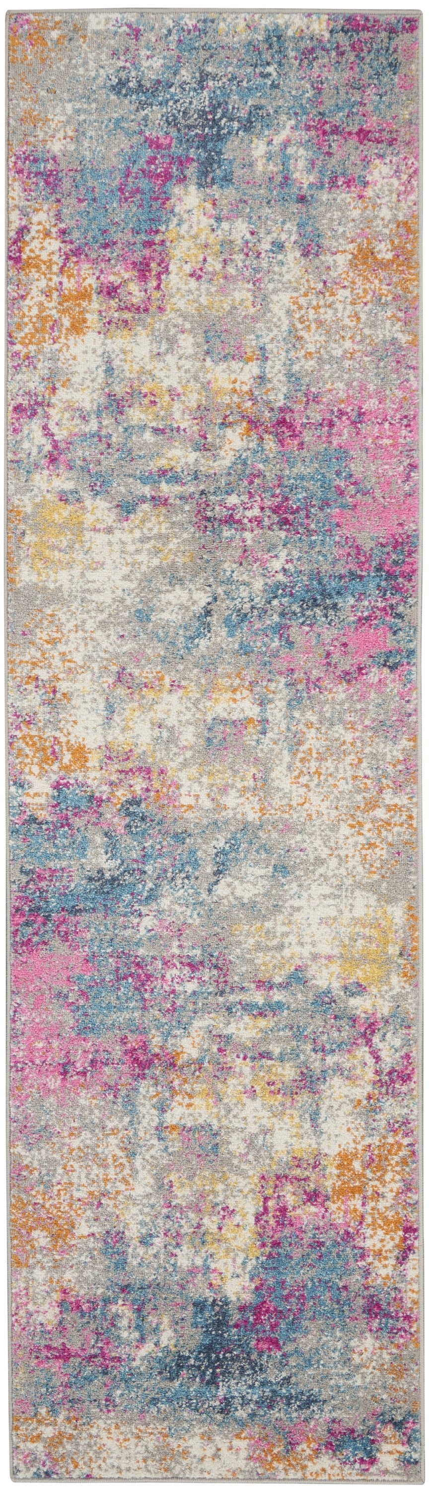 2' X 3' Blue And Pink Abstract Power Loom Area Rug