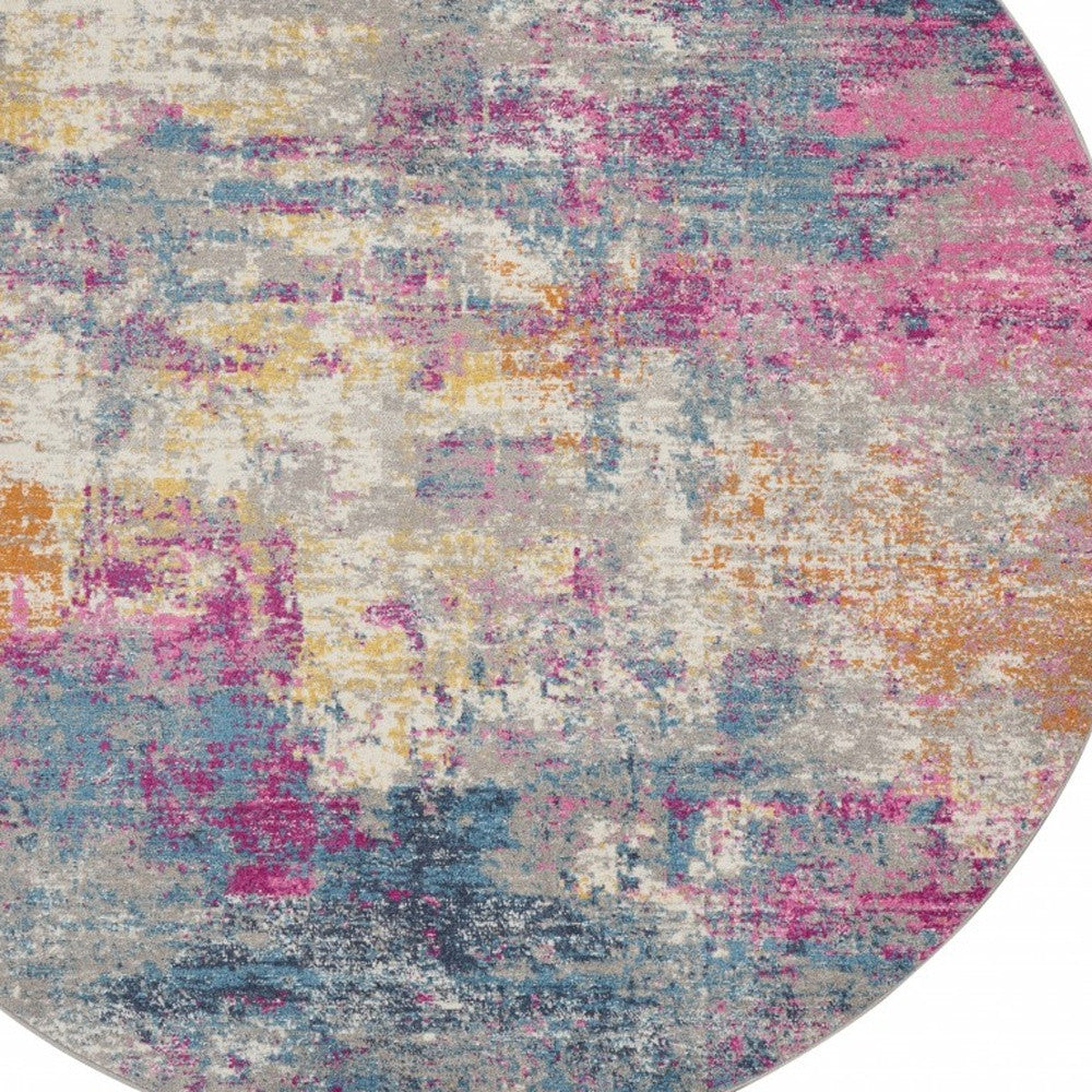 2' X 3' Blue And Pink Abstract Power Loom Area Rug