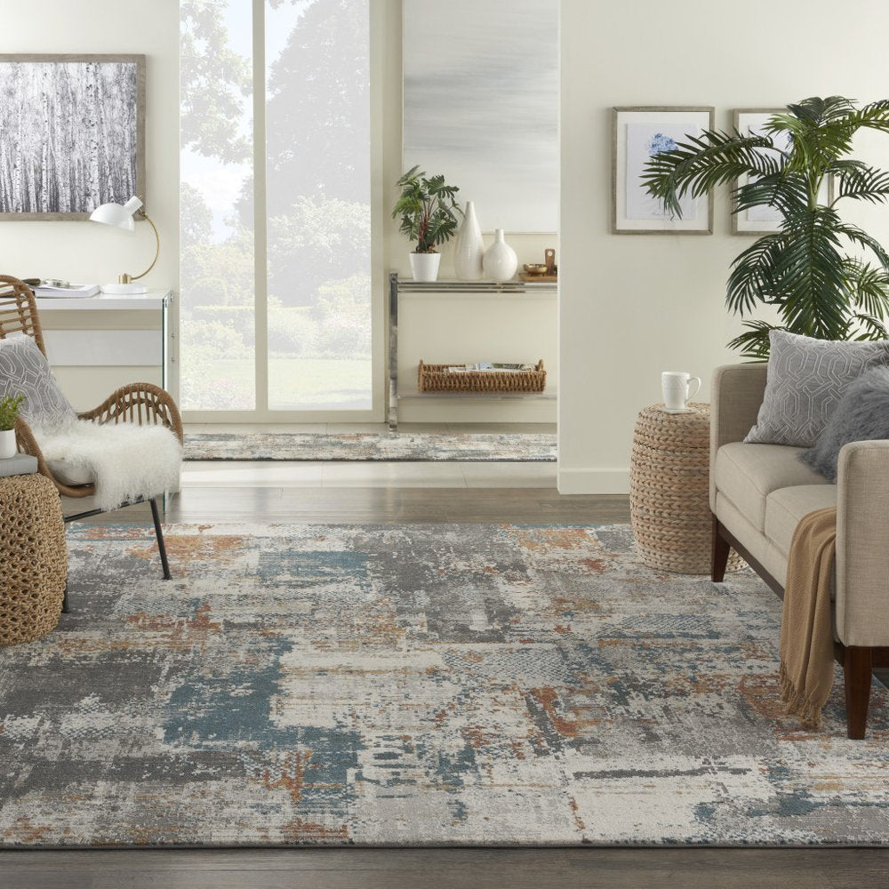 5' X 7' Gray And Ivory Abstract Distressed Area Rug