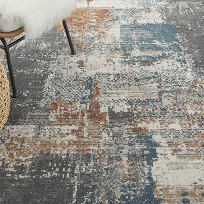 5' X 7' Gray And Ivory Abstract Distressed Area Rug