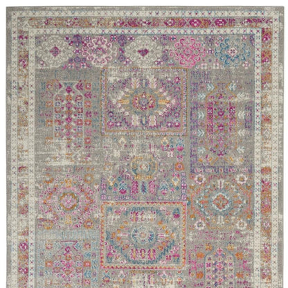 5' X 7' Gray And Ivory Abstract Distressed Area Rug