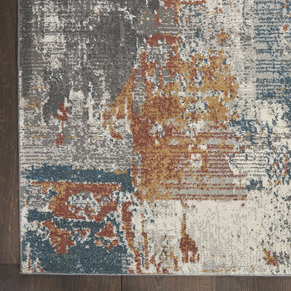 5' X 7' Gray And Ivory Abstract Distressed Area Rug