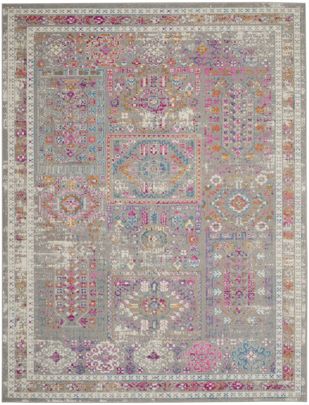 4' X 6' Pink And Gray Abstract Power Loom Area Rug