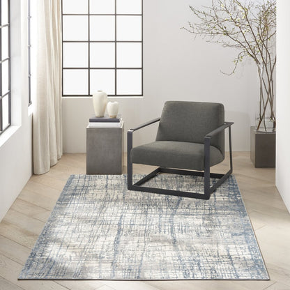 5' X 7' Gray And Ivory Abstract Distressed Area Rug