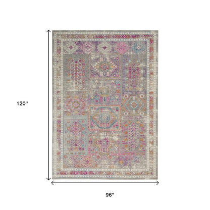 5' X 7' Gray And Ivory Abstract Distressed Area Rug