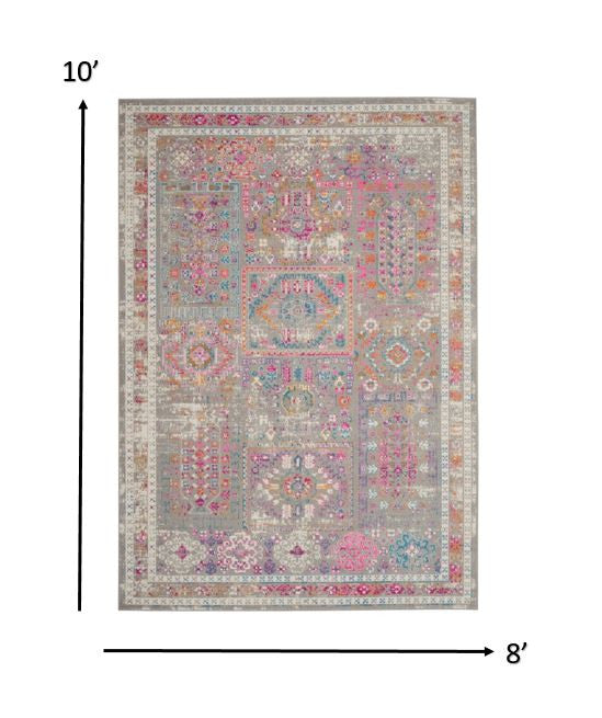 4' X 6' Pink And Gray Abstract Power Loom Area Rug