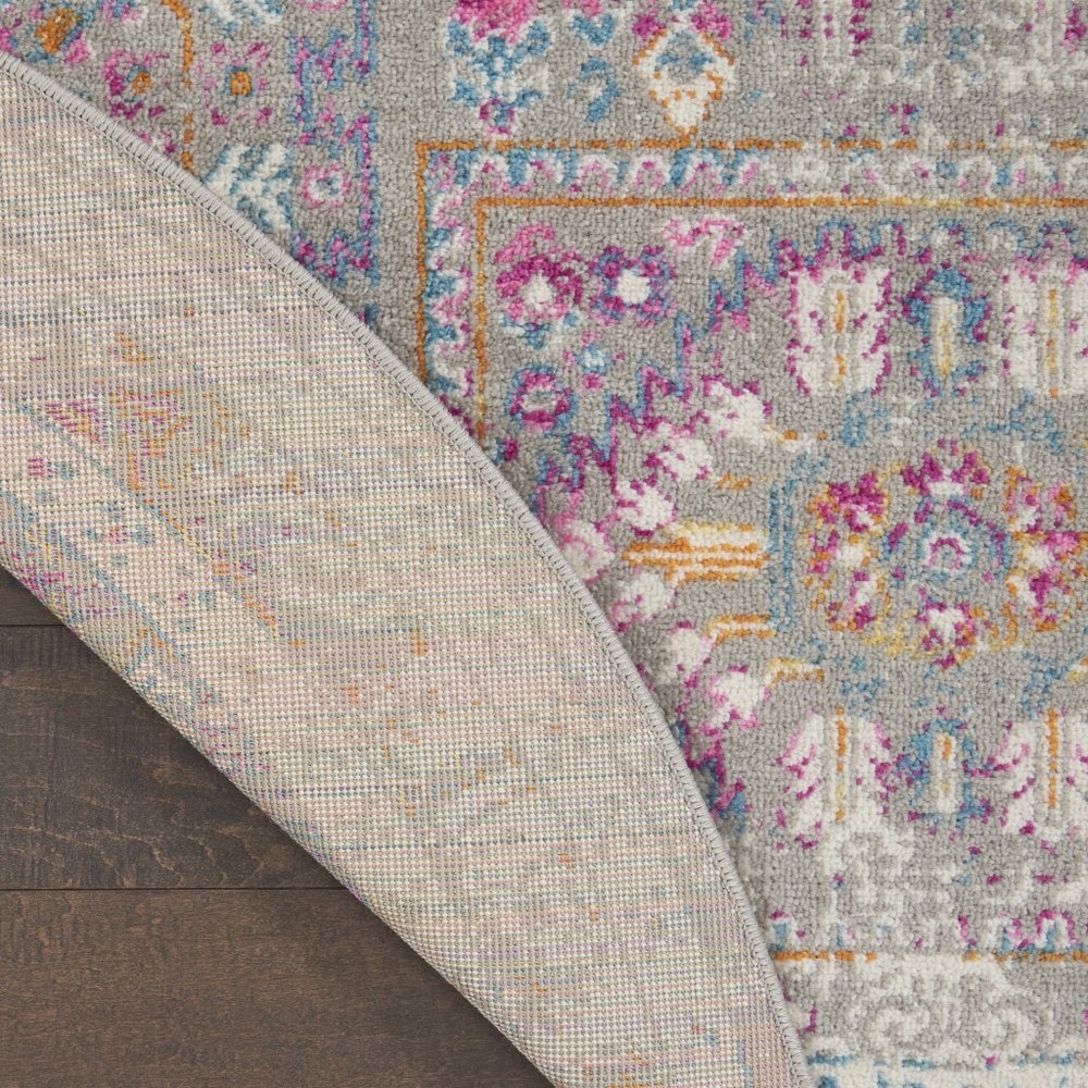 8' Gray And Ivory Abstract Distressed Round Rug