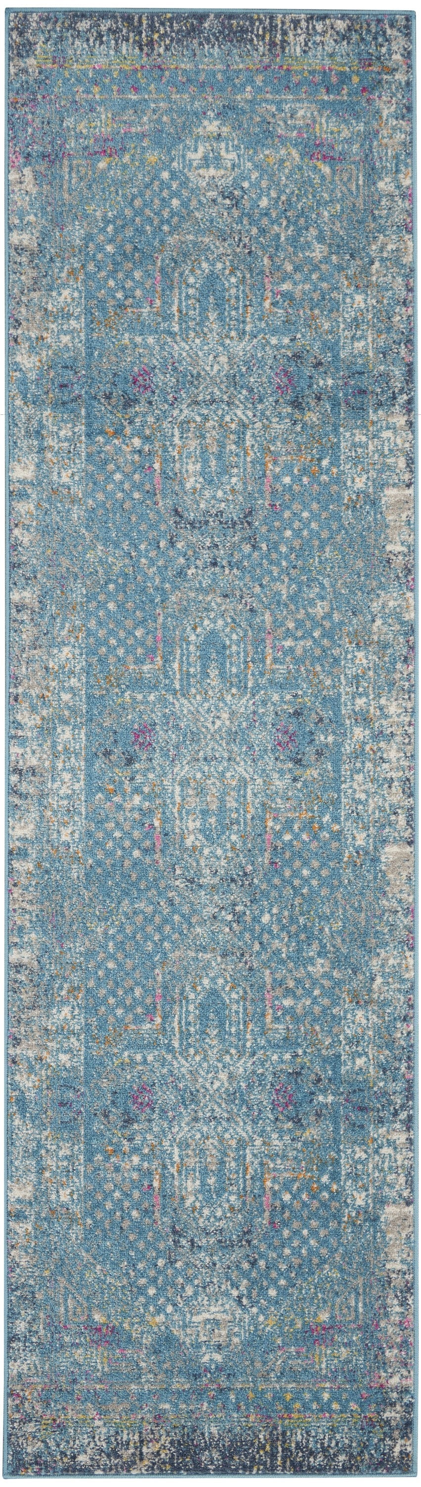 10' Blue Southwestern Power Loom Runner Rug