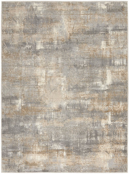 5' X 7' Blue And Ivory Southwestern Distressed Area Rug