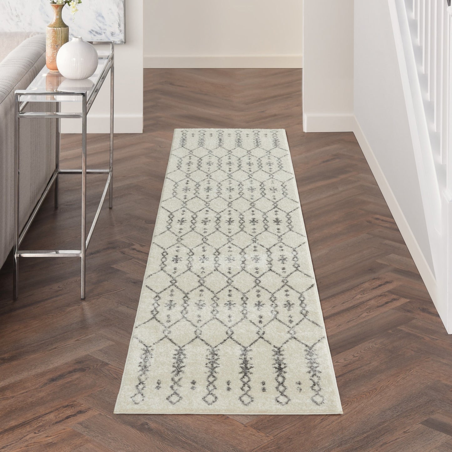 4' X 6' Gray Geometric Power Loom Area Rug