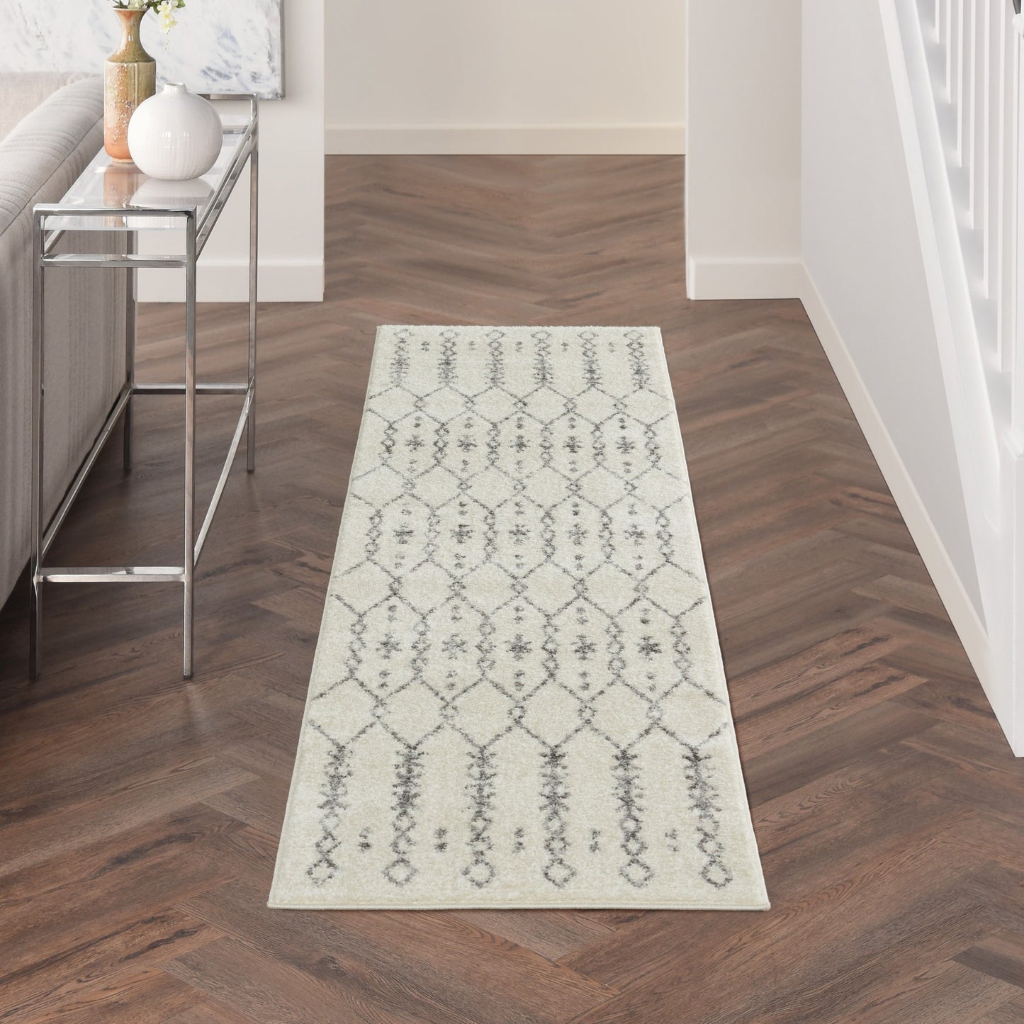 4' X 6' Gray Geometric Power Loom Area Rug