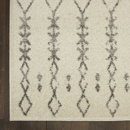 8' X 10' Gray And Ivory Geometric Distressed Area Rug