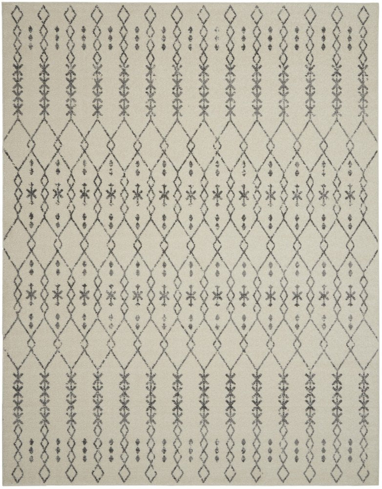 8' X 10' Gray And Ivory Geometric Distressed Area Rug