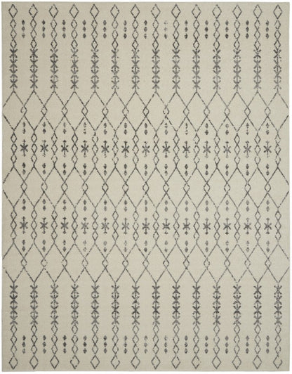 8' X 10' Gray And Ivory Geometric Distressed Area Rug