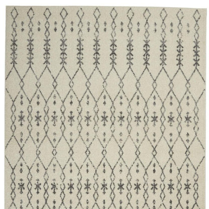 8' X 10' Gray And Ivory Geometric Distressed Area Rug