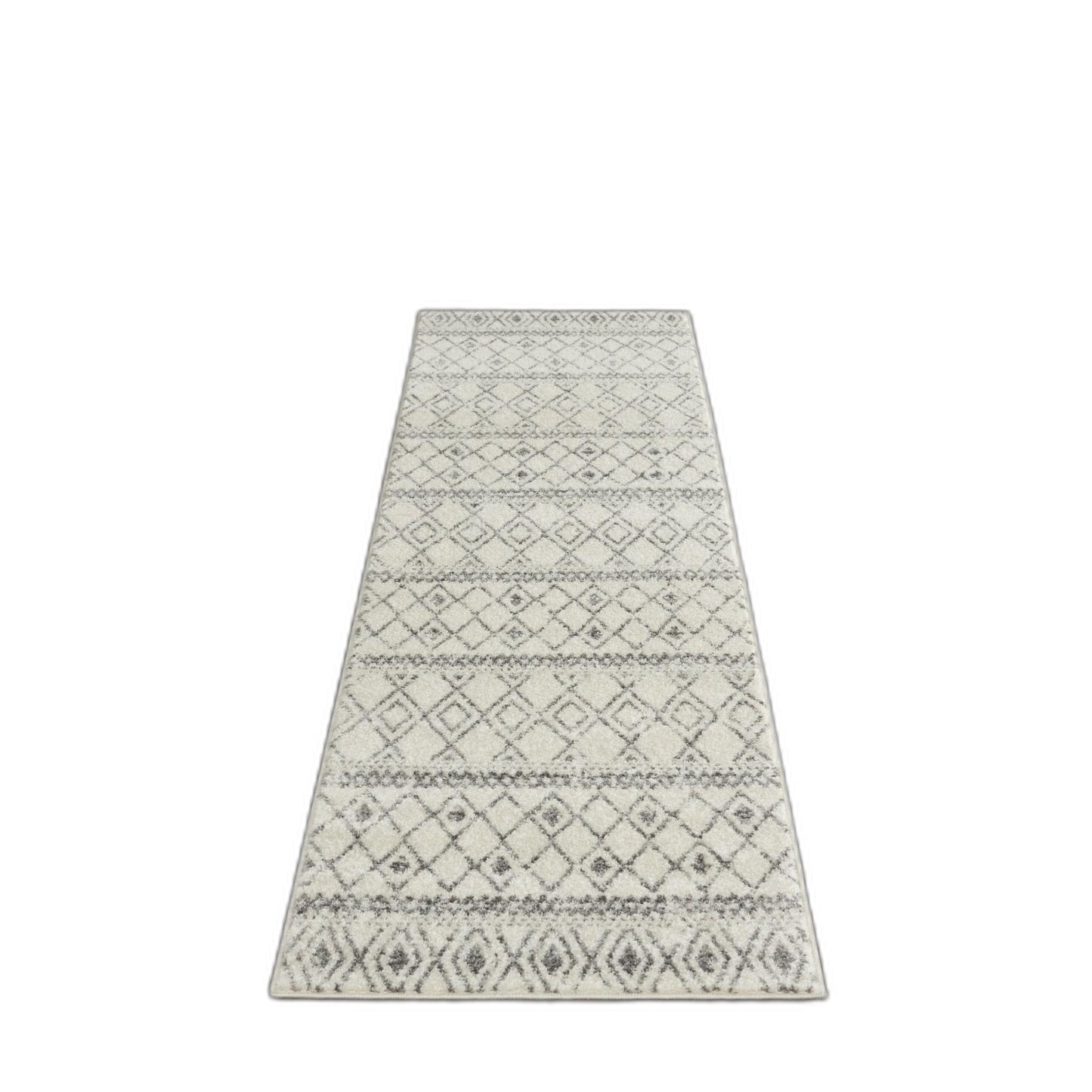 10' Gray Geometric Berber Power Loom Runner Rug