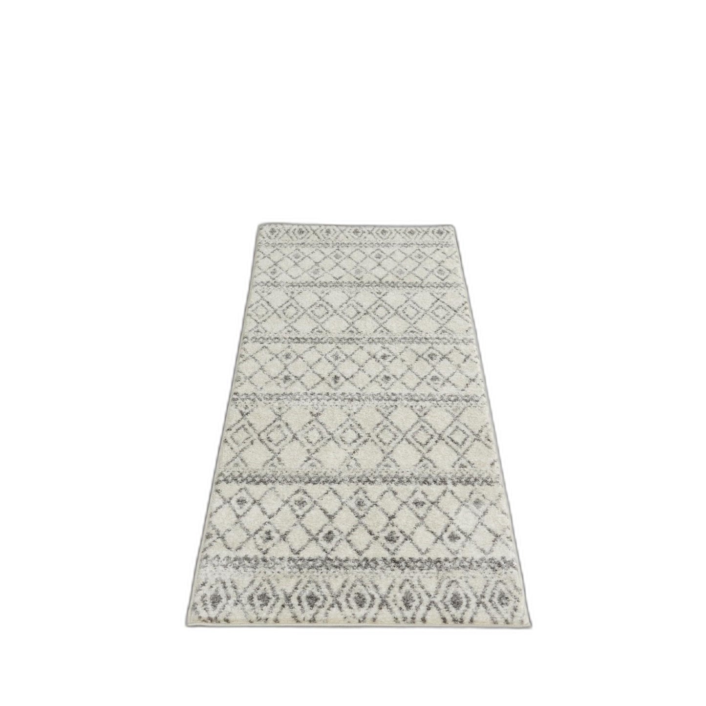 10' Gray Geometric Berber Power Loom Runner Rug