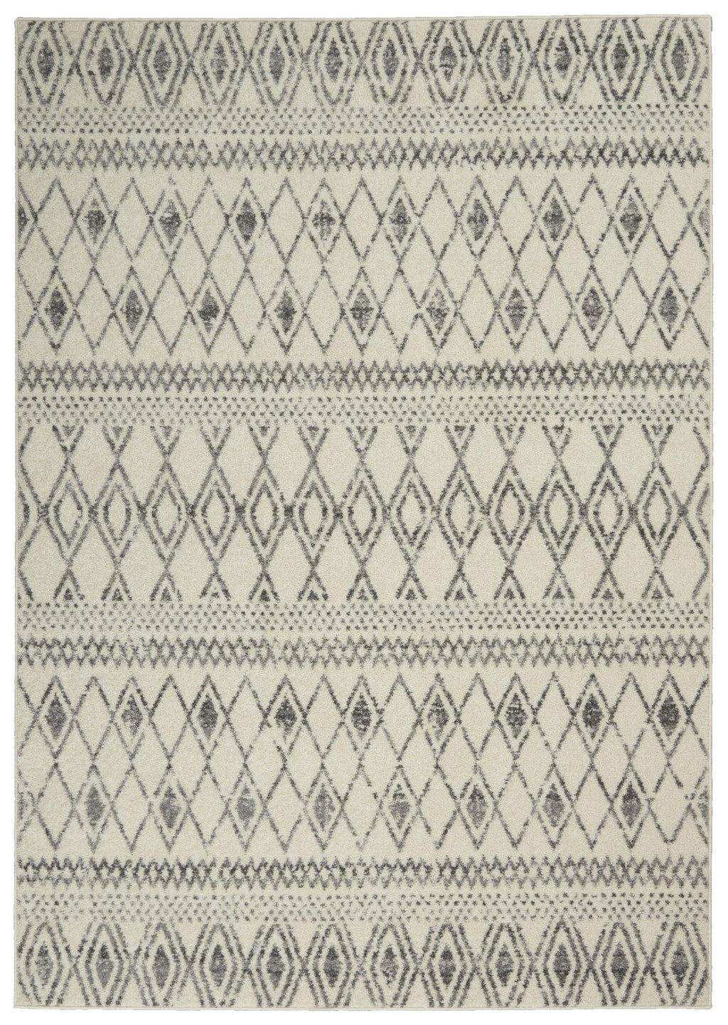 5' X 7' Gray And Ivory Geometric Area Rug