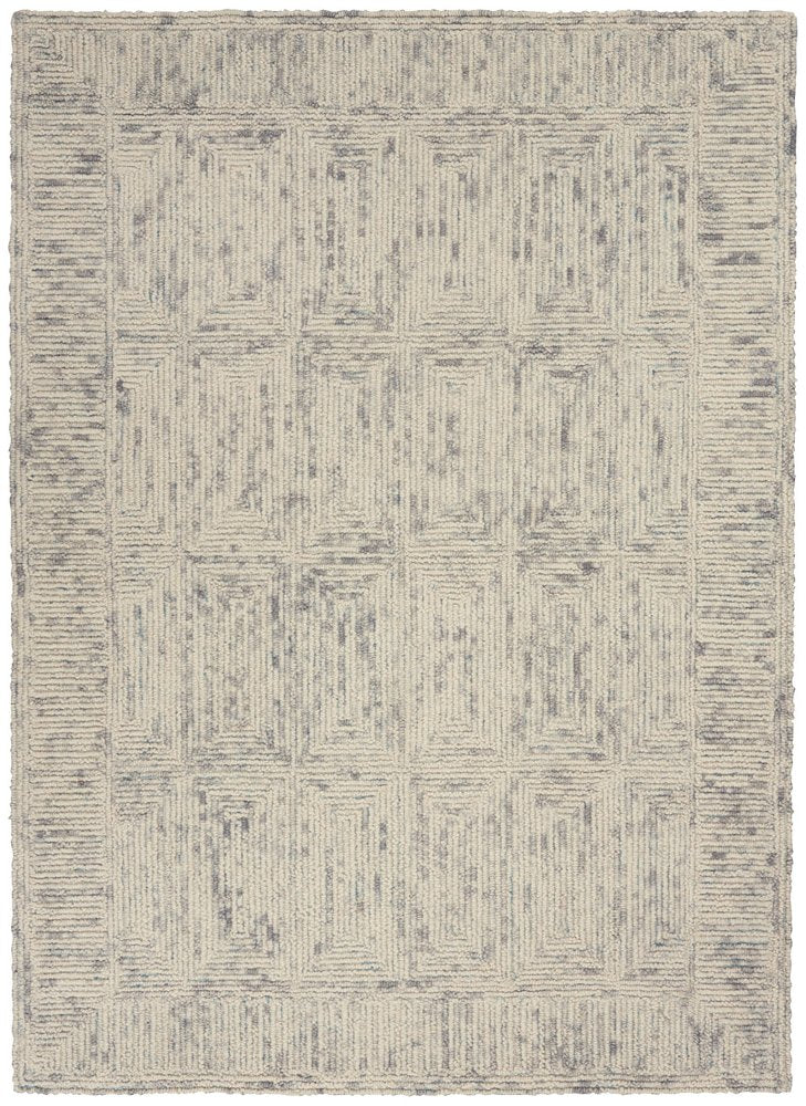5' X 7' Gray And Ivory Geometric Area Rug