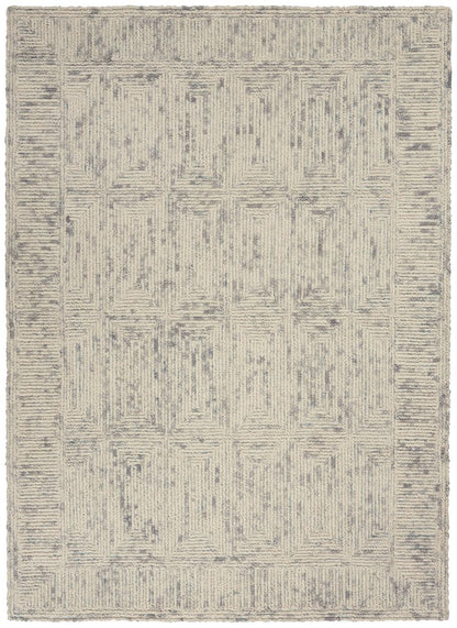 5' X 7' Gray And Ivory Geometric Area Rug