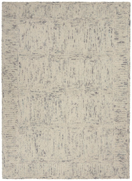 5' X 7' Gray And Ivory Geometric Area Rug