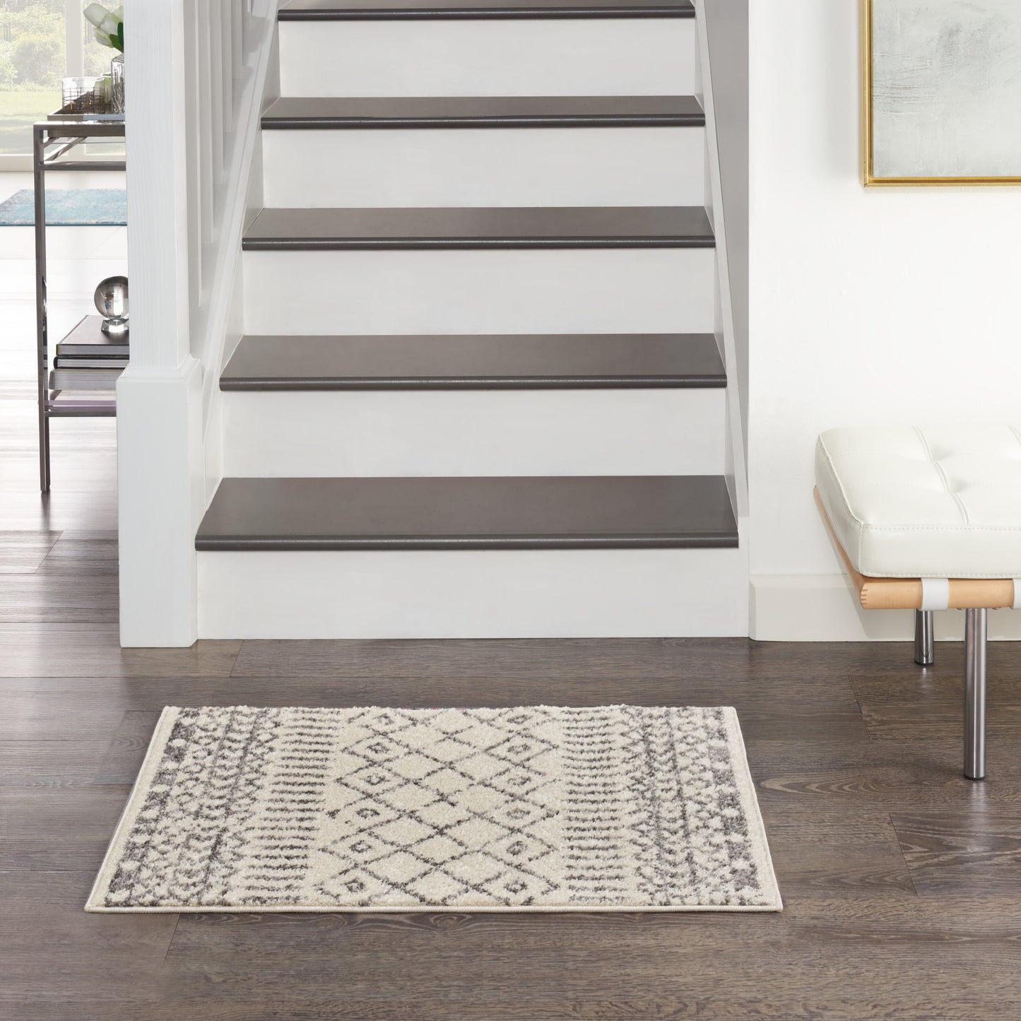 2' X 3' Gray Geometric Power Loom Area Rug