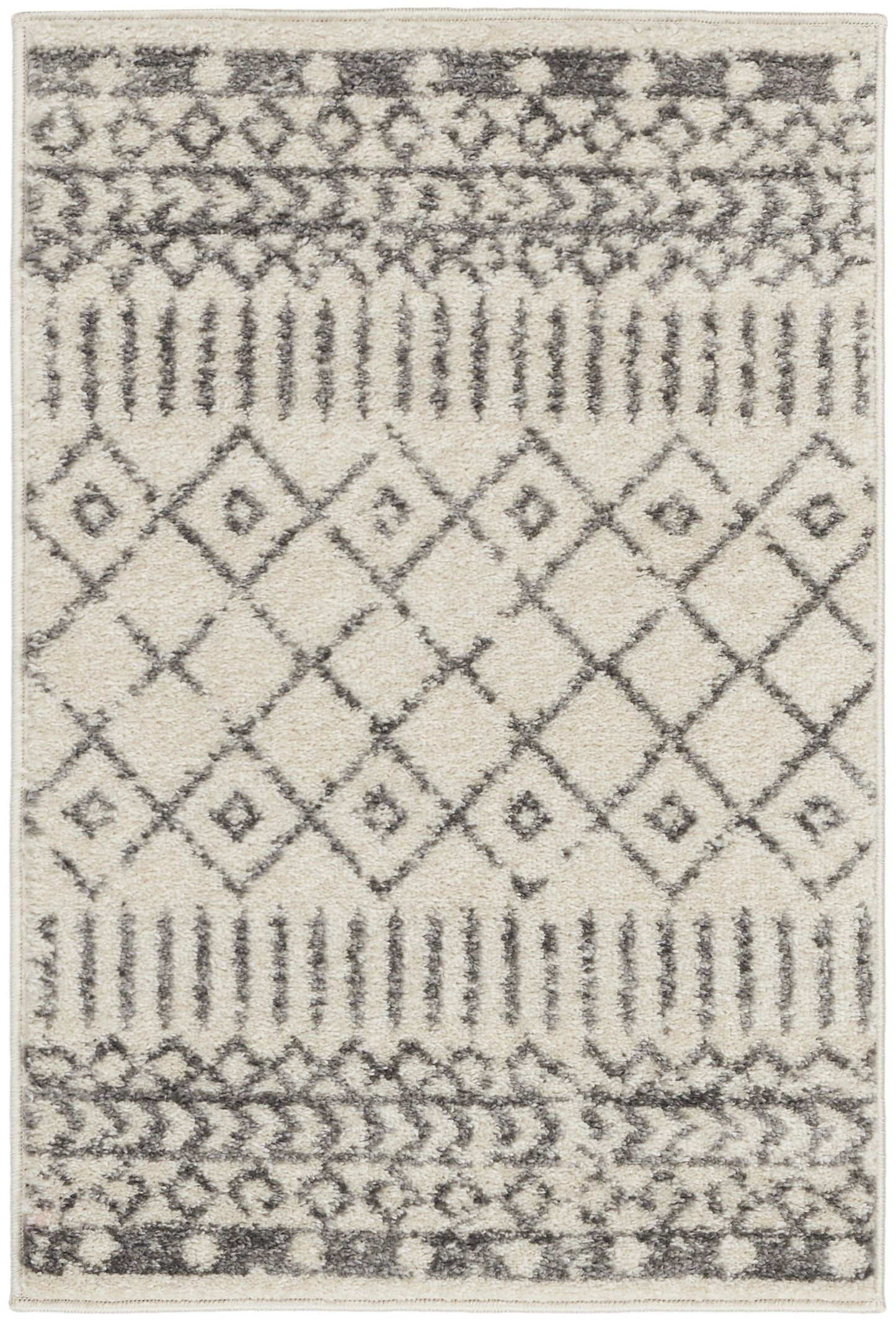 2' X 3' Gray Geometric Power Loom Area Rug