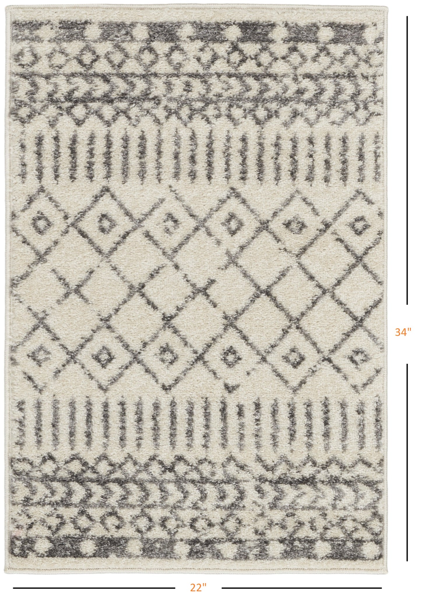 2' X 3' Gray Geometric Power Loom Area Rug