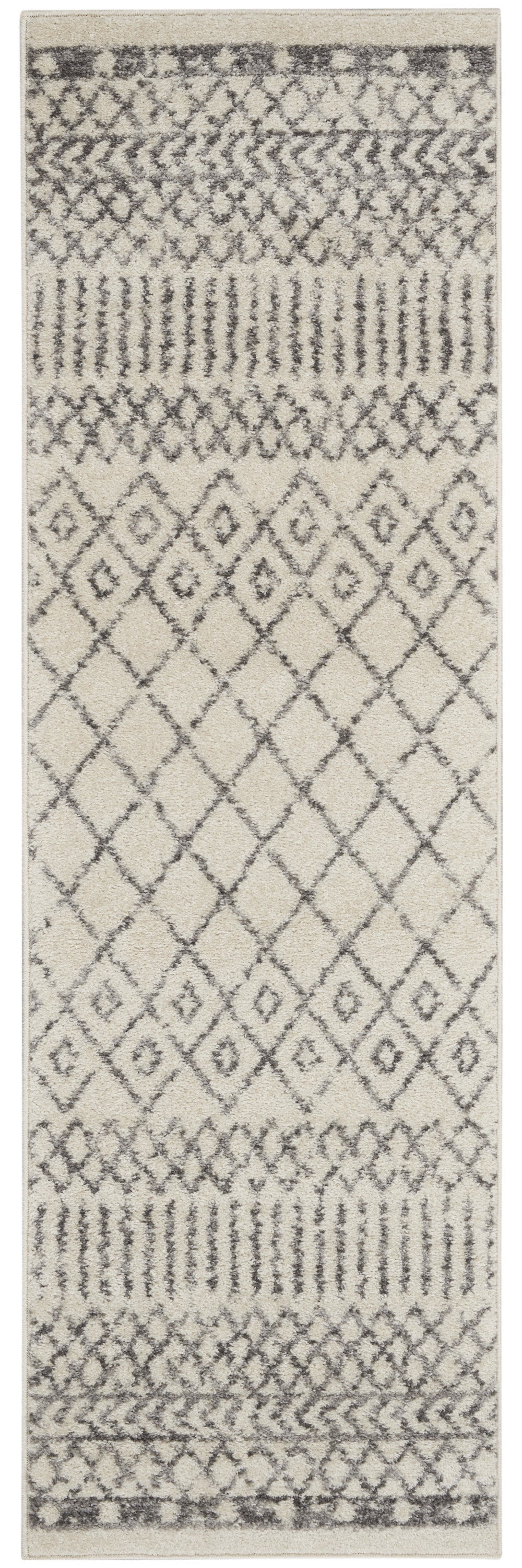 2' X 3' Gray Geometric Power Loom Area Rug