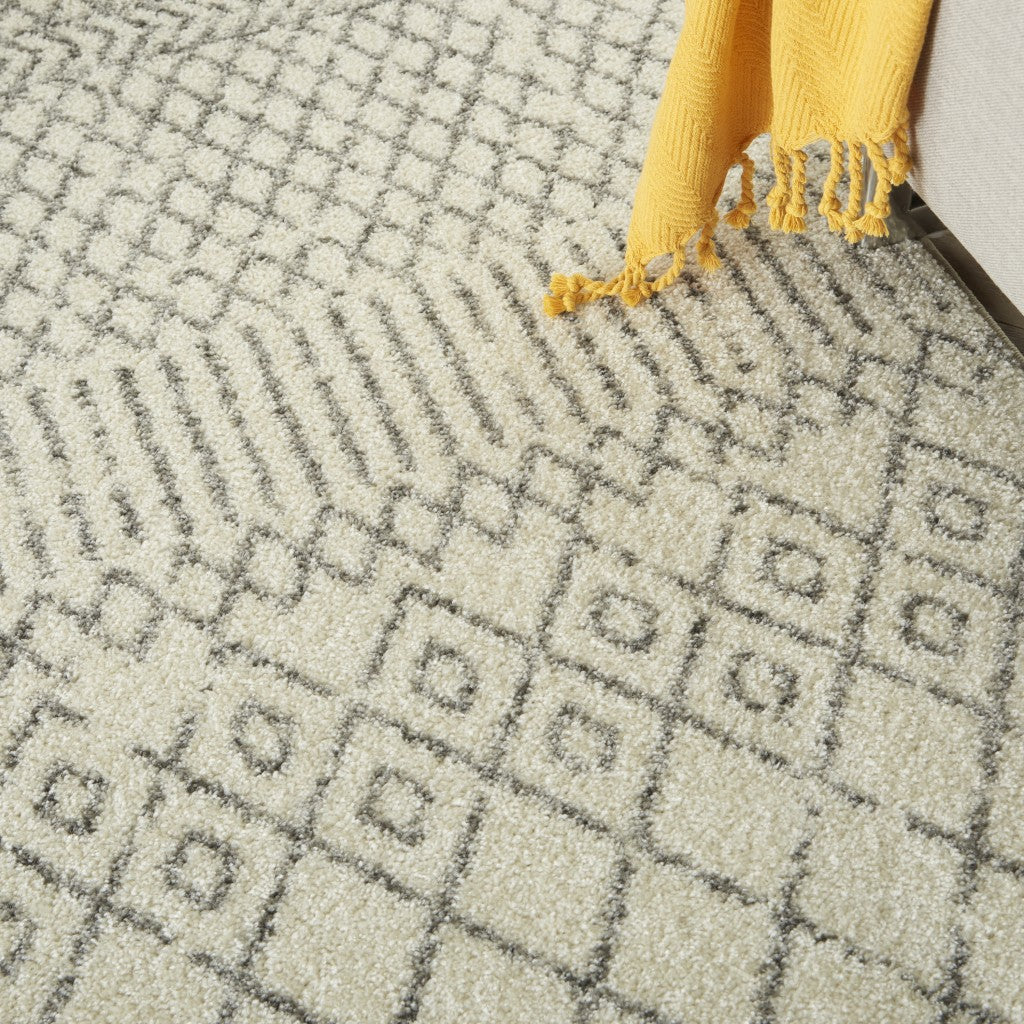 2' X 3' Gray Geometric Power Loom Area Rug