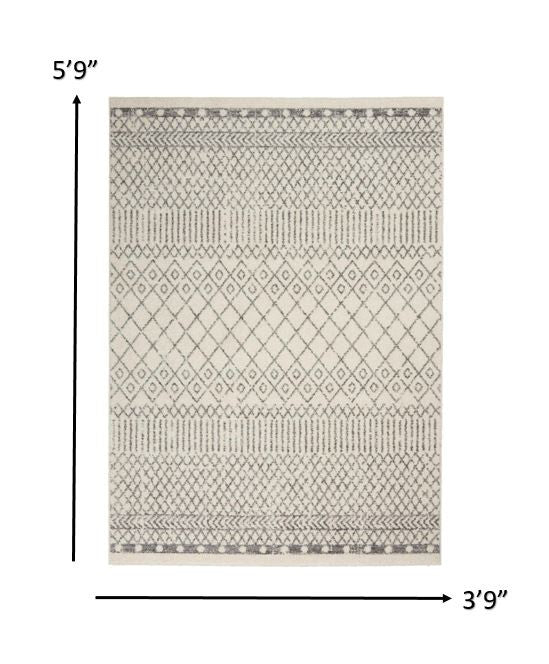 2' X 3' Gray Geometric Power Loom Area Rug