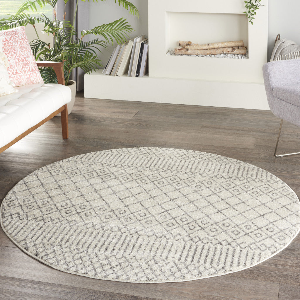 2' X 3' Gray Geometric Power Loom Area Rug