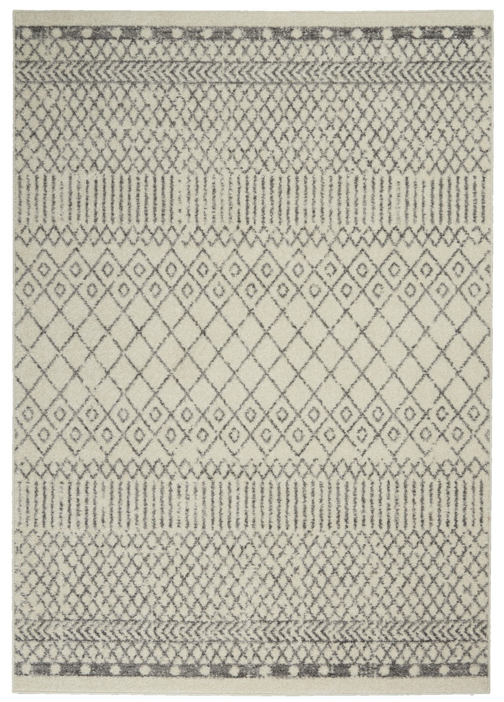 2' X 3' Gray Geometric Power Loom Area Rug