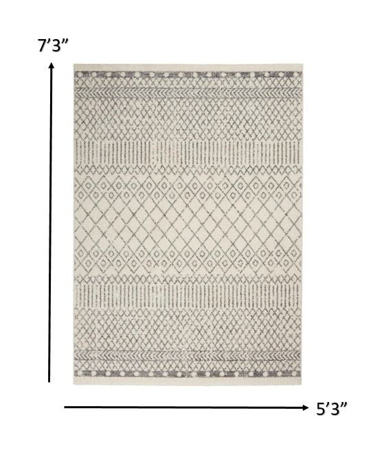 2' X 3' Gray Geometric Power Loom Area Rug