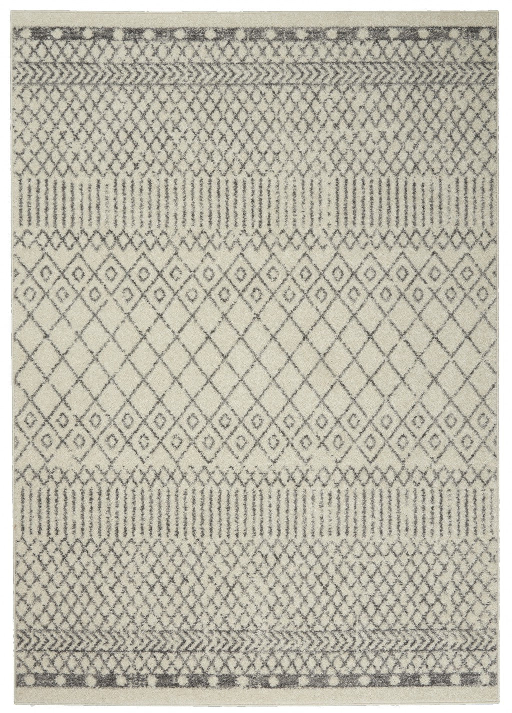 2' X 3' Gray Geometric Power Loom Area Rug