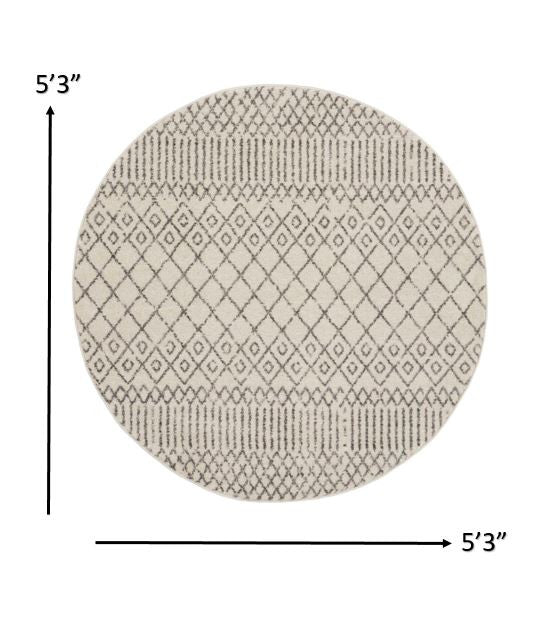 6' Gray Geometric Power Loom Runner Rug