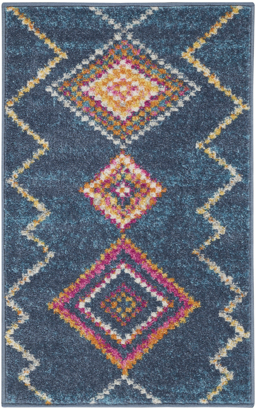 7' X 10' Navy Blue Southwestern Berber Area Rug