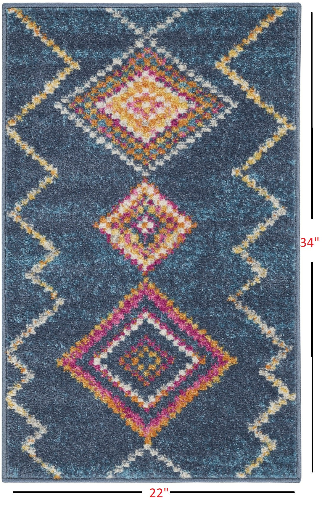 2' X 3' Navy Blue Southwestern Berber Area Rug