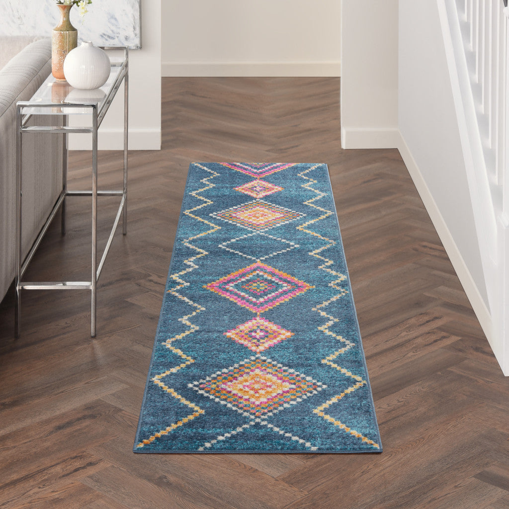 2' X 3' Navy Blue Southwestern Berber Area Rug