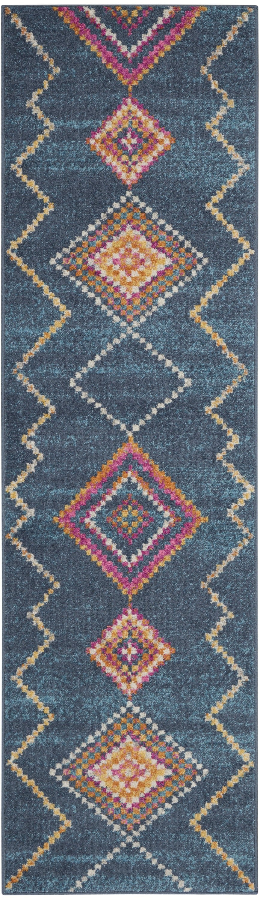 7' X 10' Navy Blue Southwestern Berber Area Rug