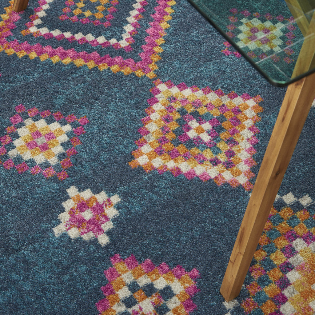 2' X 3' Navy Blue Southwestern Berber Area Rug