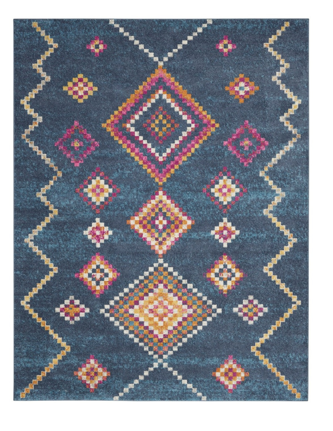 7' X 10' Navy Blue Southwestern Berber Area Rug