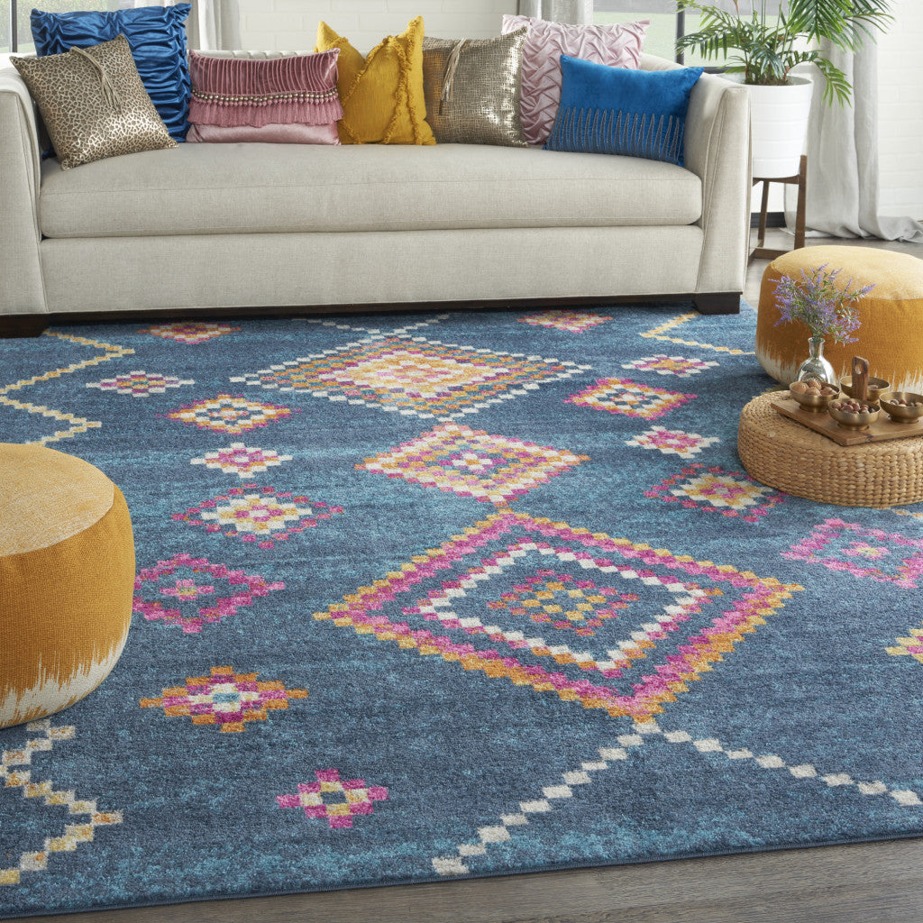 2' X 3' Navy Blue Southwestern Berber Area Rug