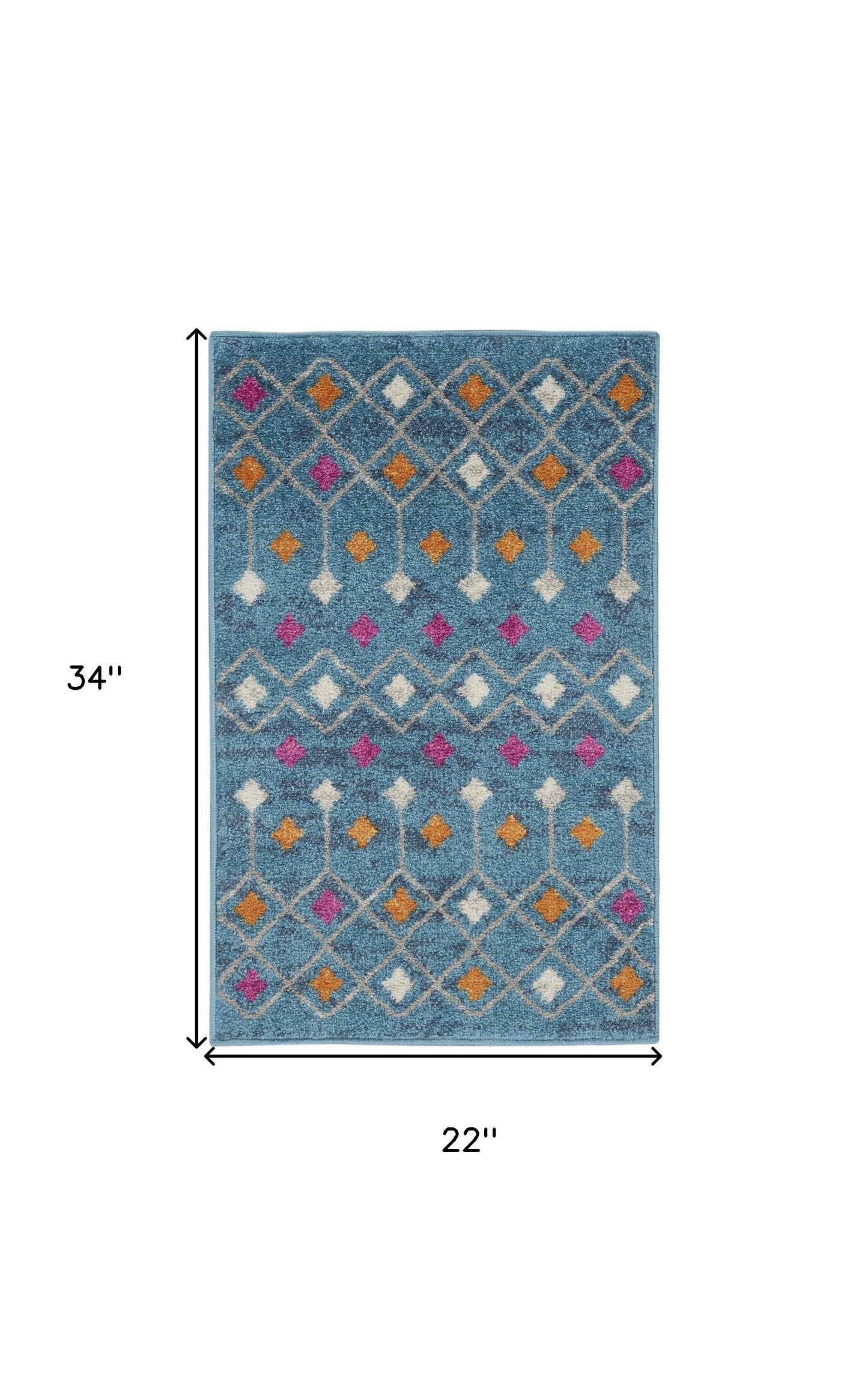 2' X 3' Blue And Orange Geometric Dhurrie Area Rug