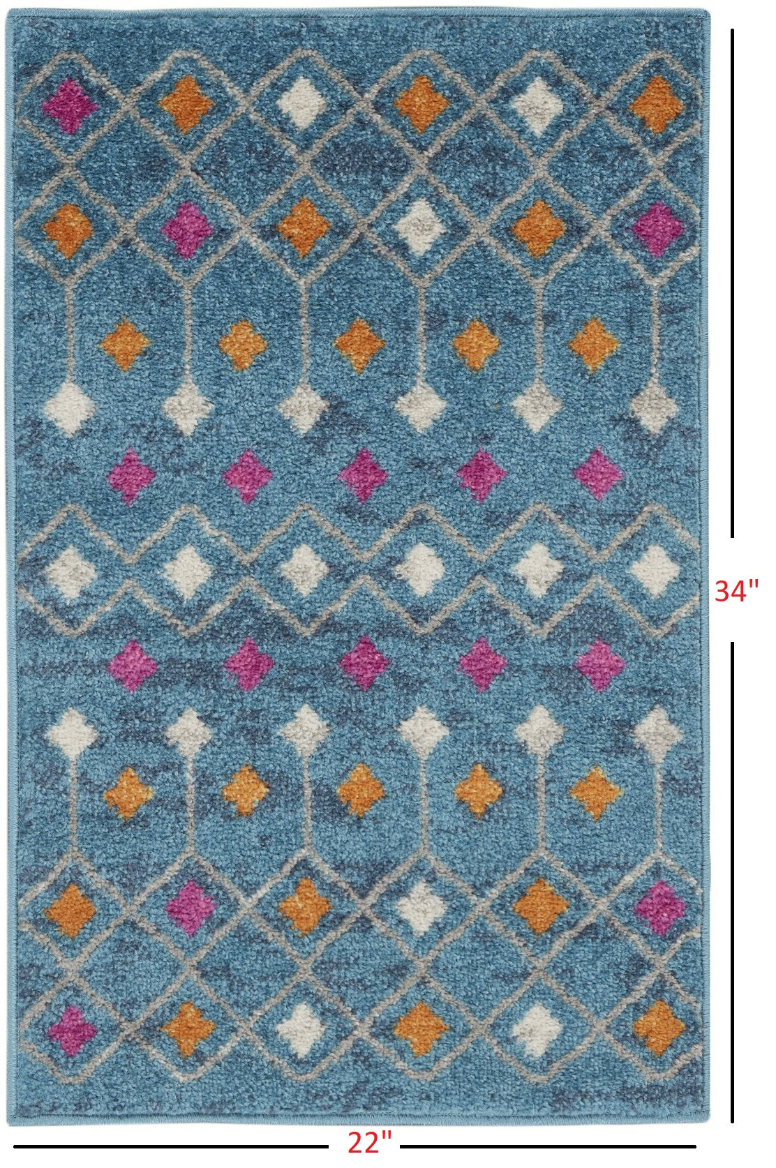 5' X 7' Blue And Orange Geometric Dhurrie Area Rug