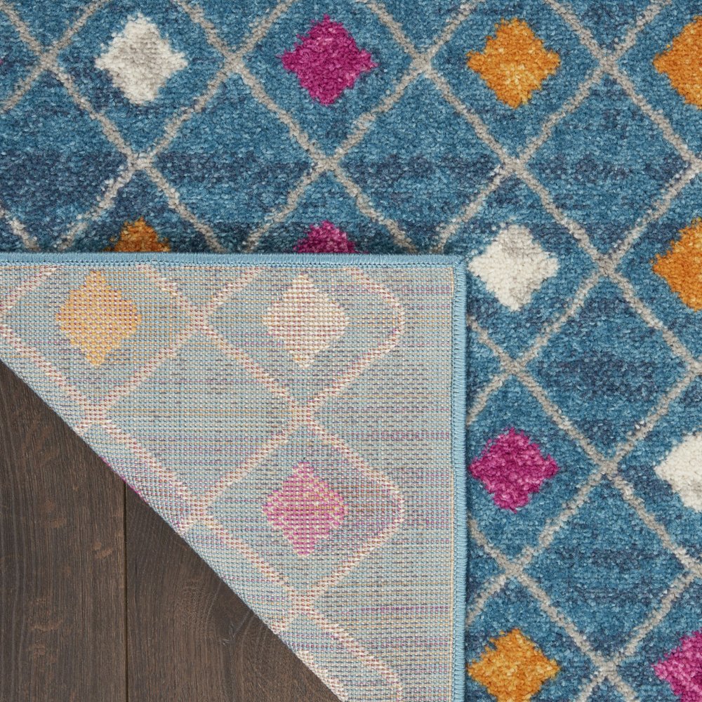 5' X 7' Blue And Orange Geometric Area Rug