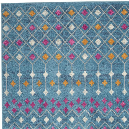 5' X 7' Blue And Orange Geometric Area Rug